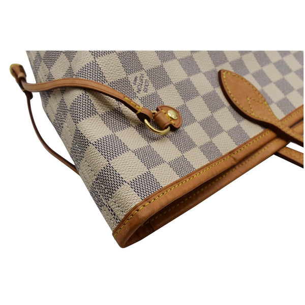 LOUIS VUITTON Neverfull MM Damier Azur Tote Bag White