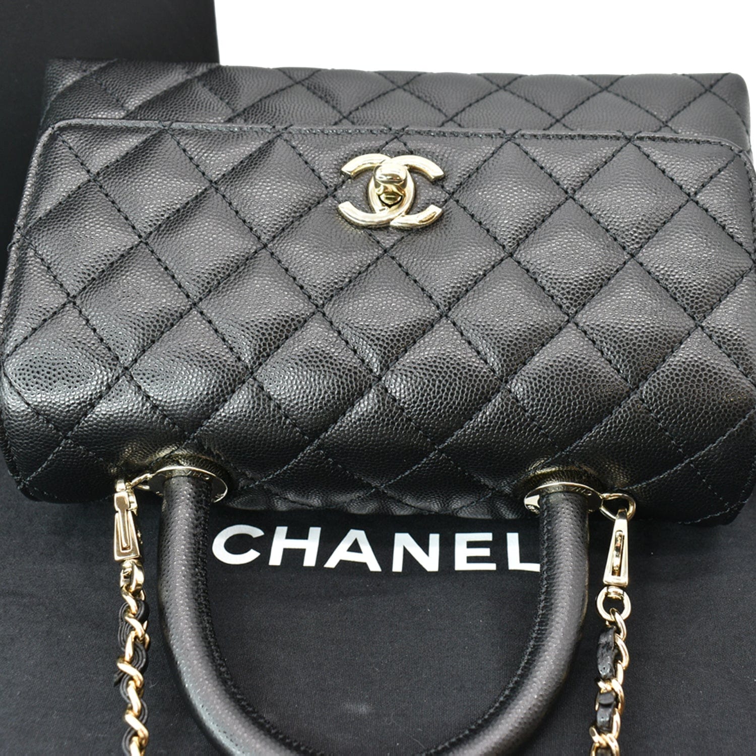Chanel Coco Mini Top Handle Flap Caviar Leather Bag