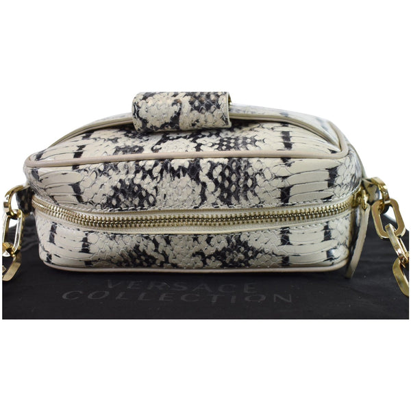 VERSACE Unica Python Embossed Leather Crossbody Bag White