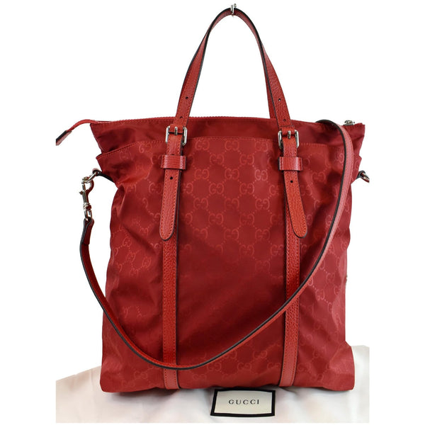 GUCCI GG Medium Monogram Nylon Tote Shoulder Bag Red 510333