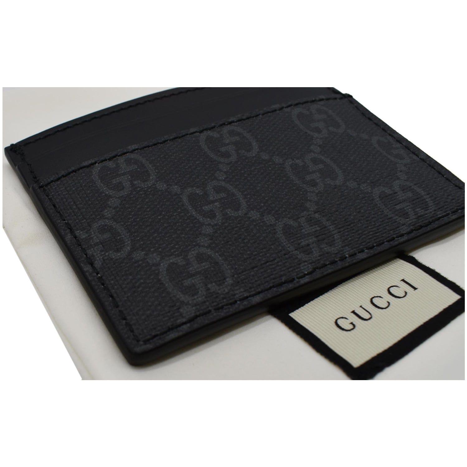 Gucci: Black & Grey GG Supreme Kingsnake Card Holder