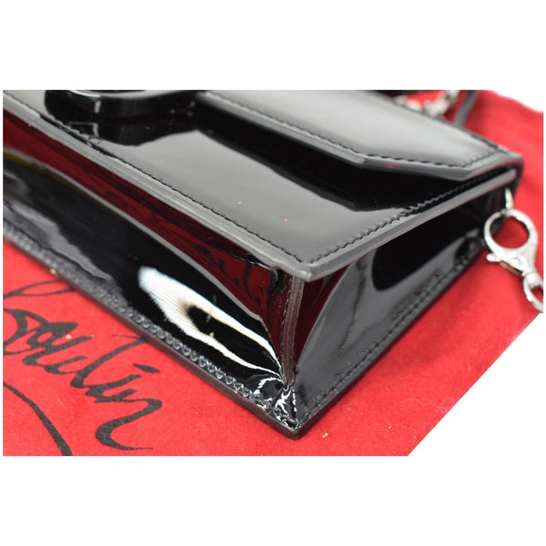 CHRISTIAN LOUBOUTIN Elisa Baguette Patent Leather Clutch Bag Black