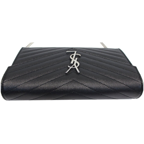 YVES SAINT LAURENT Envelope Leather Crossbody Chain Wallet Black