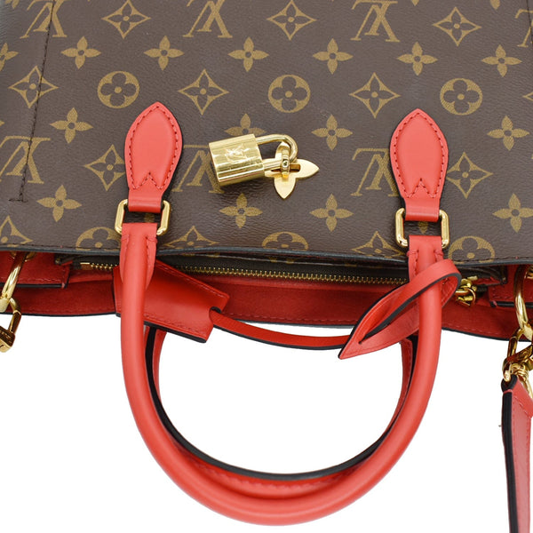 LOUIS VUITTON Flower Monogram Canvas Tote Bag Red