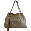 Gucci Soho Pebbled Leather Chain Shoulder Bag Beige