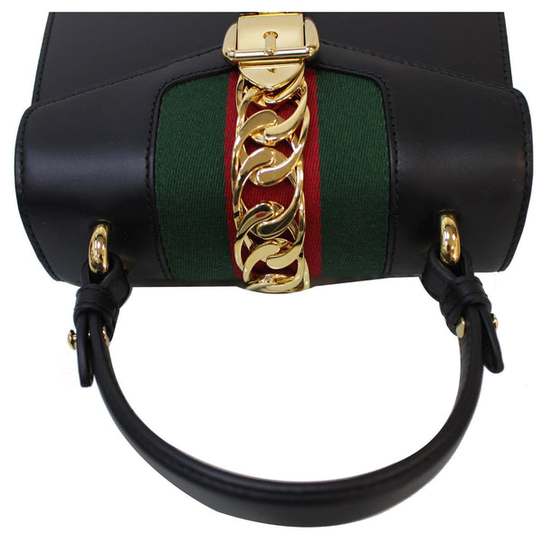 GUCCI Sylvie Mini Leather Crossbody Bag Black 470270