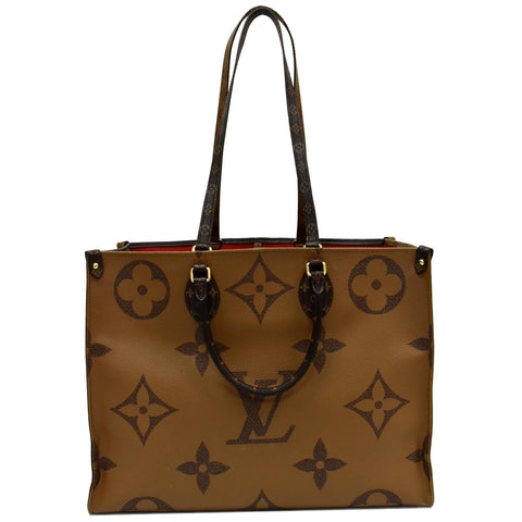 LOUIS VUITTON Onthego GM Reverse Monogram Giant Canvas Tote Shoulder Bag Brown