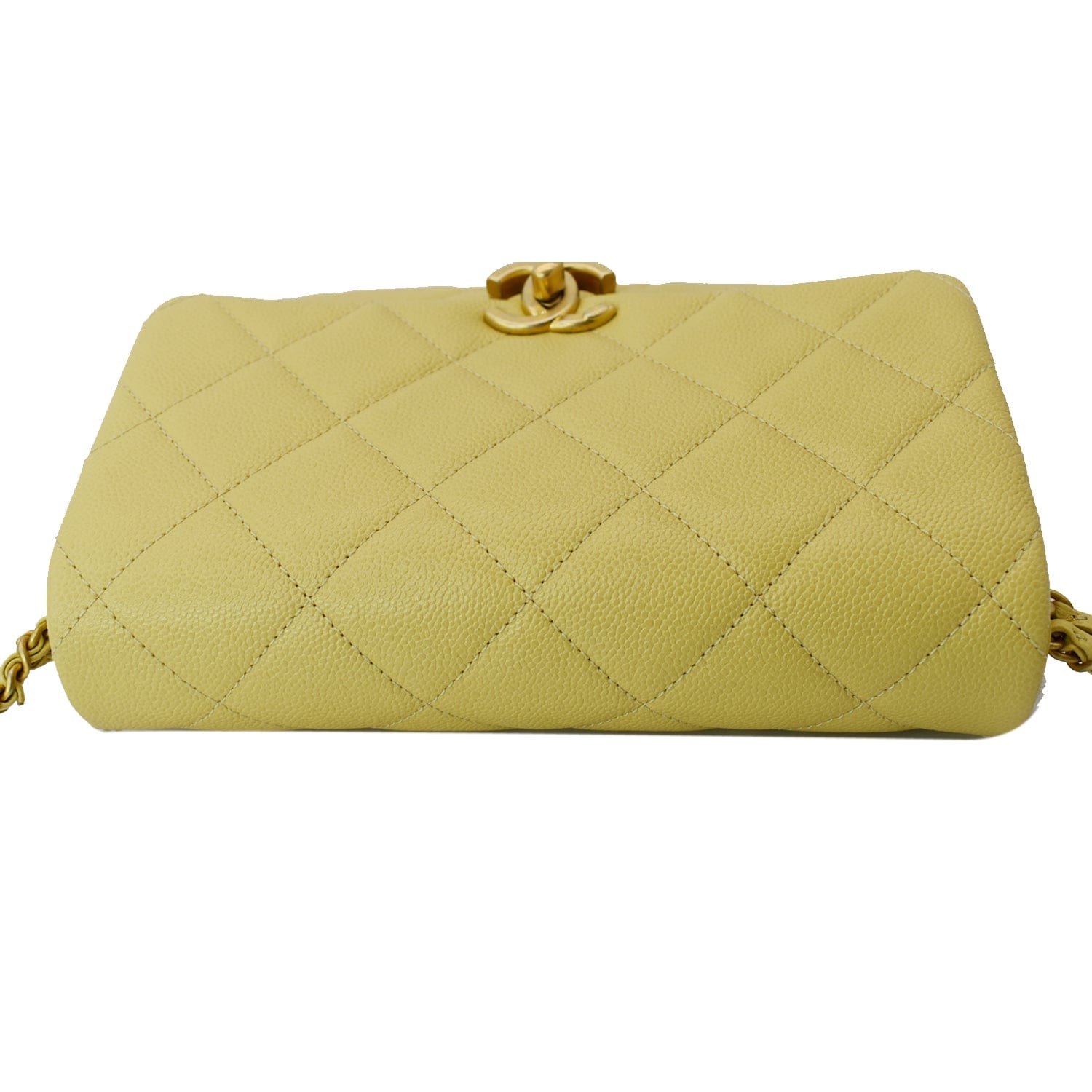 CHANEL Melody Flap Small Quilted Caviar Leather Shoulder Bag Yellow