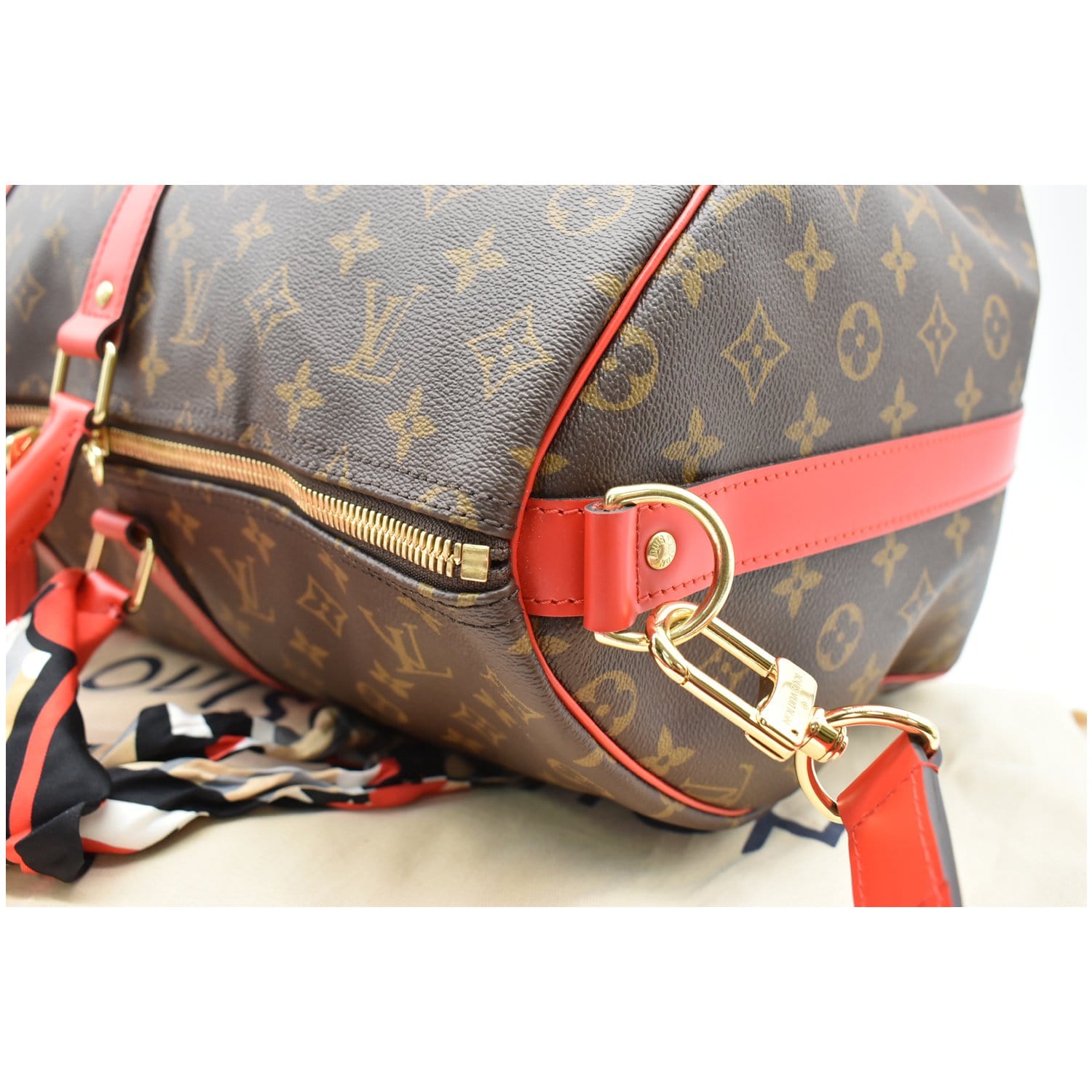 Louis Vuitton Keepall Bandouliere 50 Monogram Canvas Coquelicot Red Leather  Trim