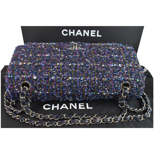 CHANEL Classic Double Flap Tweed Fabric Shoulder Bag Multicolor