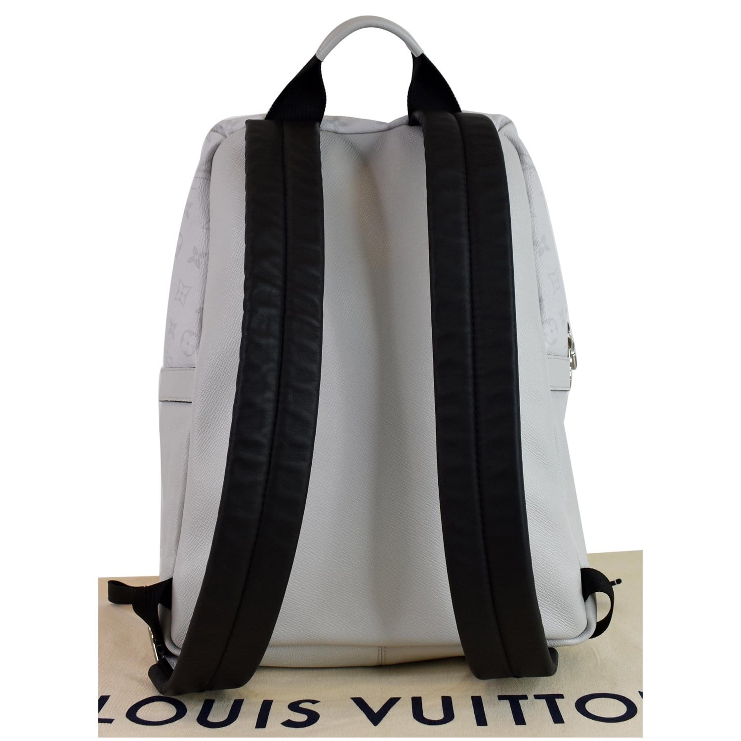 LOUIS VUITTON Discovery PM Taiga Monogram Leather Backpack White LOUIS VUITTON Discovery PM Taiga Monogram Leather Backpack White