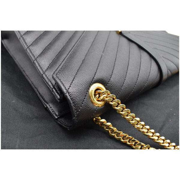 YVES SAINT LAURENT Large Envelope Grain De Poudre Chain Shoulder Bag Black