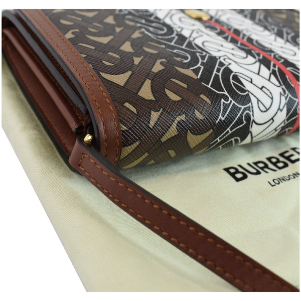 BURBERRY Monogram Stripe E-canvas Strap Wallet Brown- 20% OFF