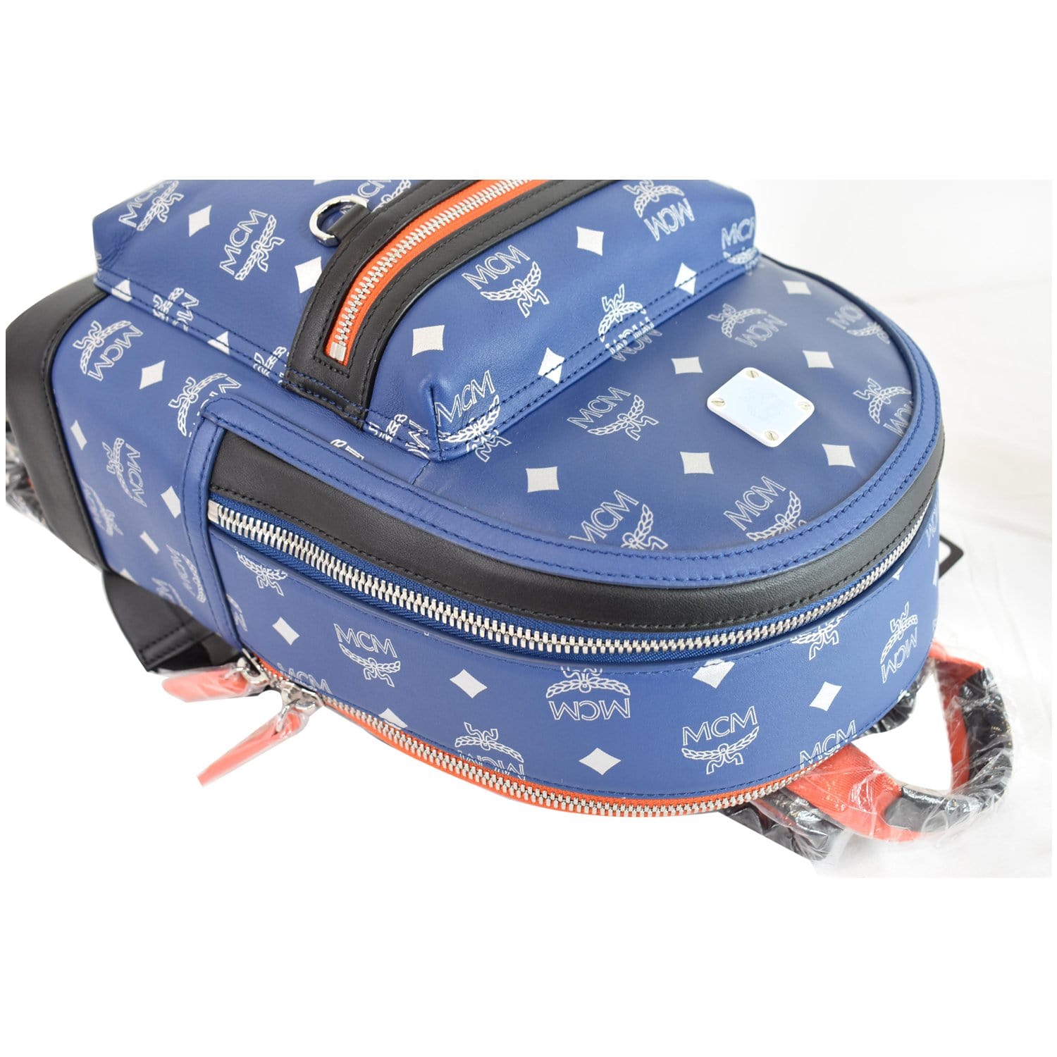 MCM NWT MCM $810 Stark Blue Orange Nylon Visetos Logo Backpack