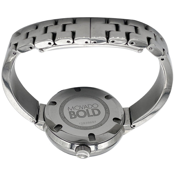 MOVADO Bold Bangle Swiss Bracelet SS Watch Silver Dial 33MM