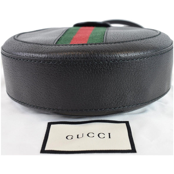 GUCCI Ophidia Mini GG Round Web Leather Crossbody Bag Black 550618