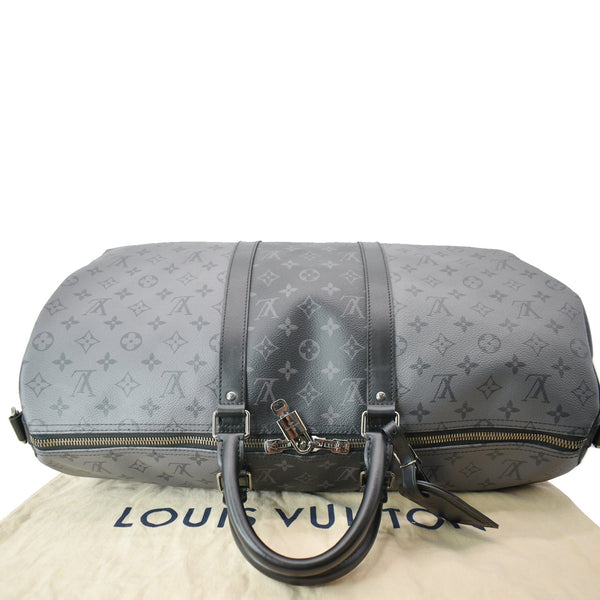 LOUIS VUITTON Keepall 50 Bandouliere Monogram Eclipse Travel Bag Black