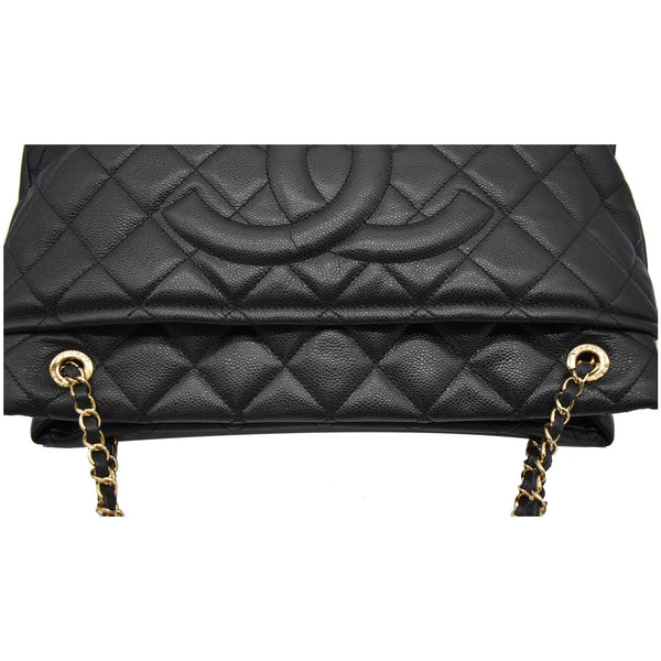 CHANEL Timeless CC Soft Quilted Caviar Leather Shopping Tote Bag Black