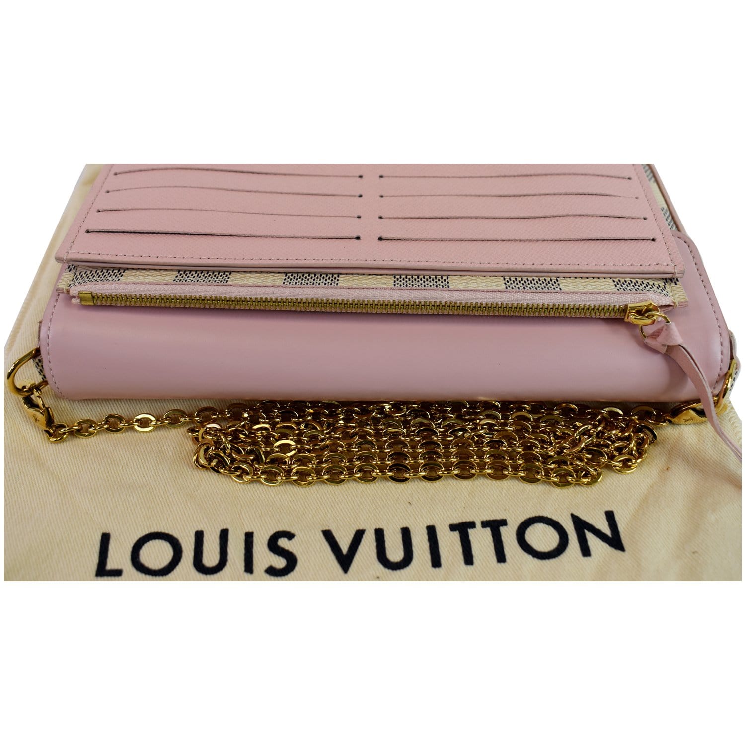 Louis Vuitton Felicie Damier Azur Rose Ballerine Chain White Coated Ca -  MyDesignerly