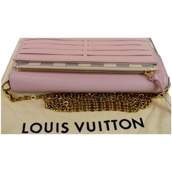 LOUIS VUITTON Pochette Felicie Damier Azur Chain Wallet Pastel Pink