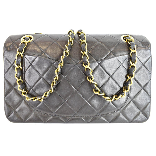 Chanel Vintage Double Flap Lambskin Bag gold chain