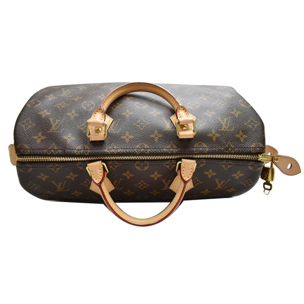 LOUIS VUITTON Speedy 35 Monogram Canvas Satchel Bag Brown