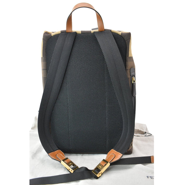 FENDI Tartan Forever Tech Knit Canvas Backpack Brown