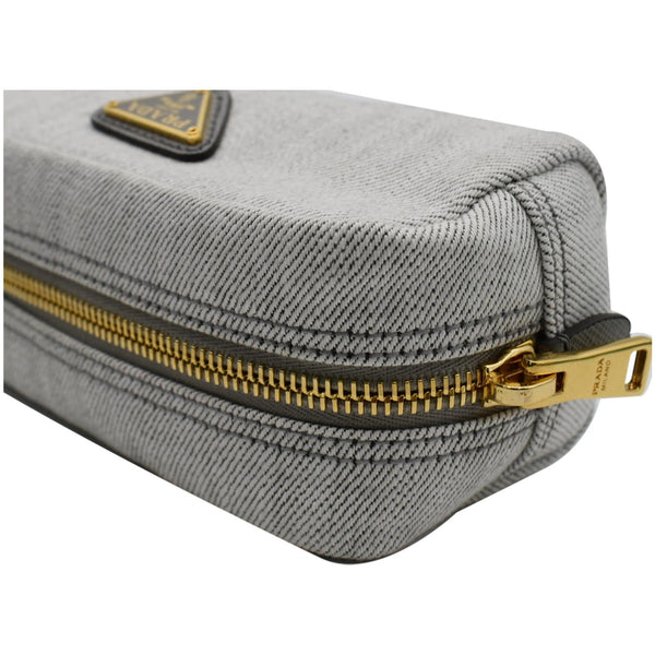 Prada Milano Denim Canvas Pouch Bag Grey - Dallas Handbags