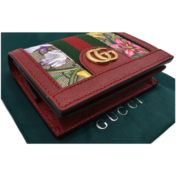 GUCCI Ophidia Flora GG Supreme Canvas Card Case Wallet Red 523155