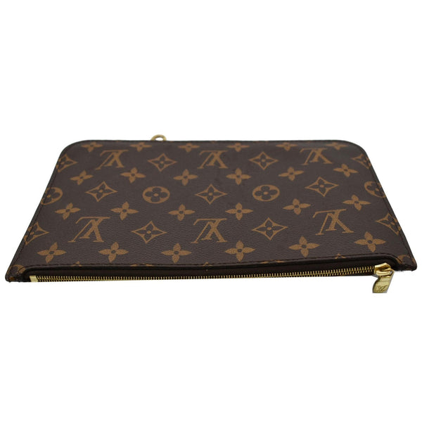 LOUIS VUITTON Neverfull MM Monogram Canvas Pochette Wristlet Pouch Brown