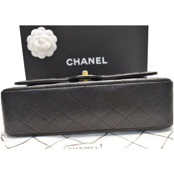 CHANEL Medium Double Flap CC Caviar Leather Shoulder Bag Black