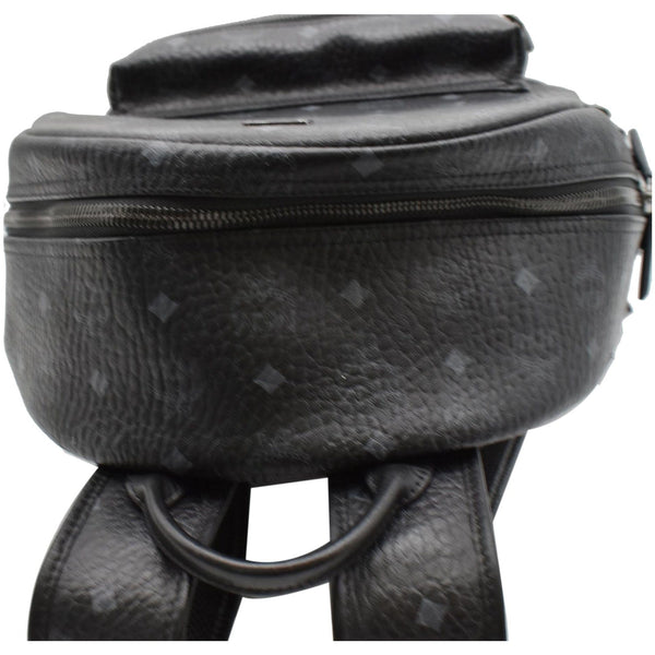 MCM Stark Side Stud Visetos Canvas Backpack Bag Black