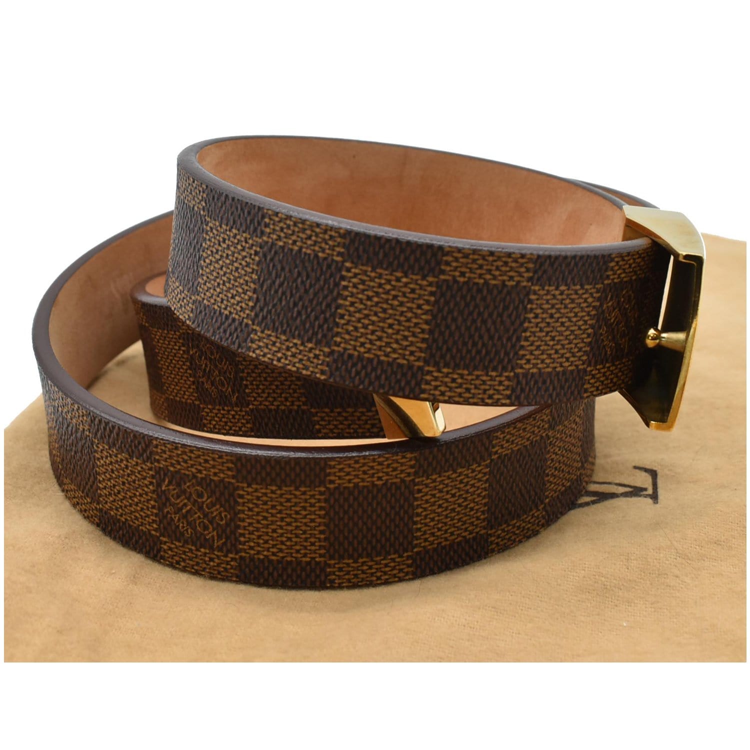 brown checkered lv belt