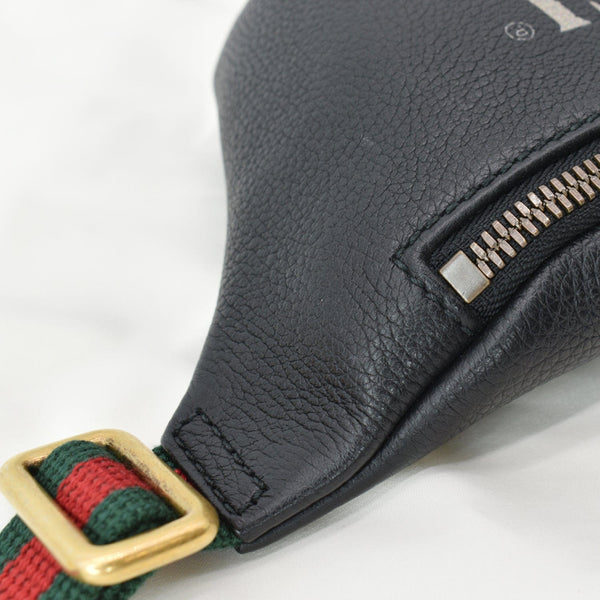 GUCCI Print Grained Calfskin Leather Belt Bag Black | DDH