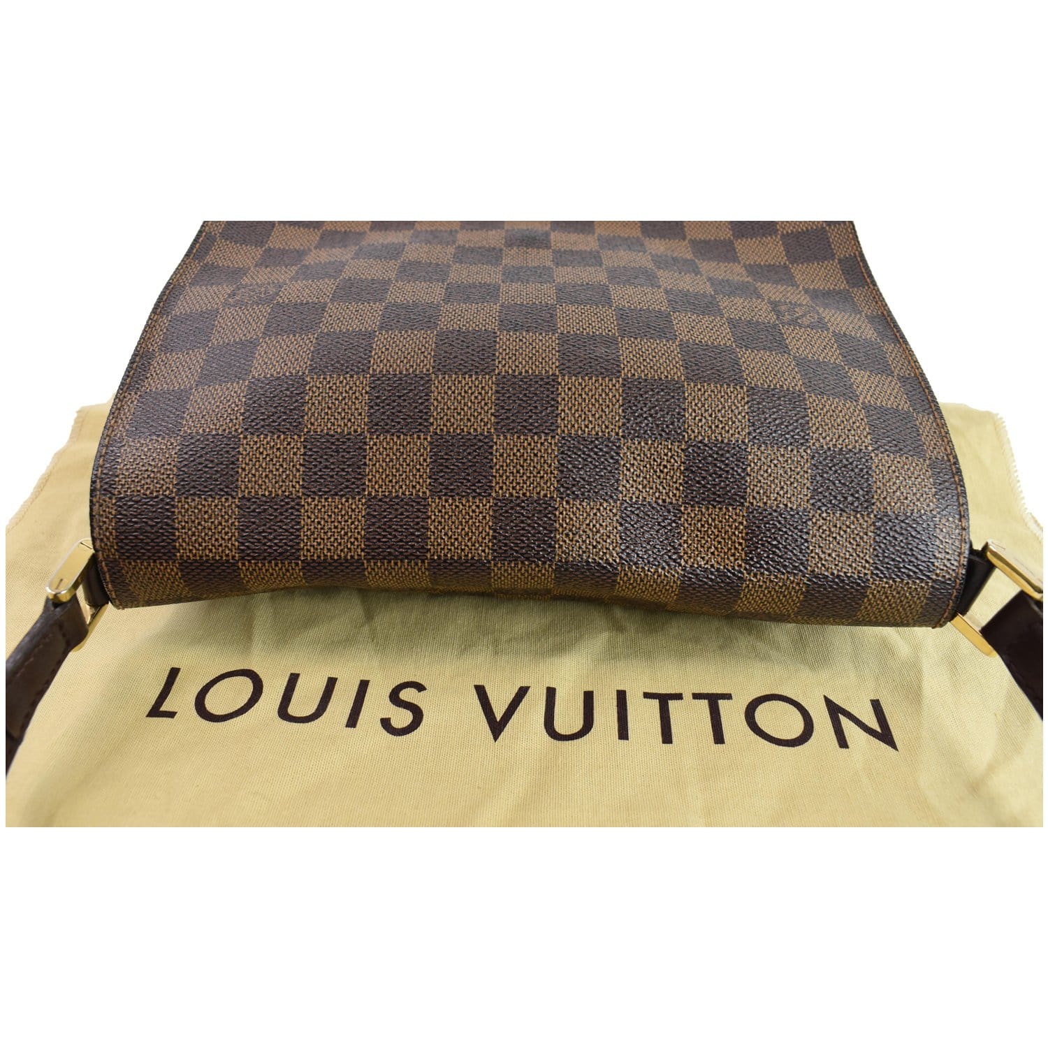 LOUIS VUITTON Musette Tango Damier Ebene Shoulder Bag Brown