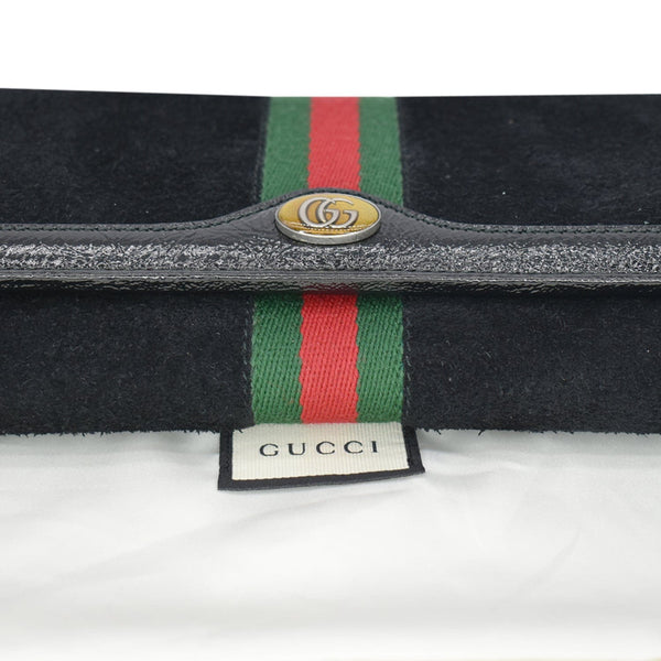 Gucci Ophidia Suede Patent Web Leather WOC Crossbody Bag
