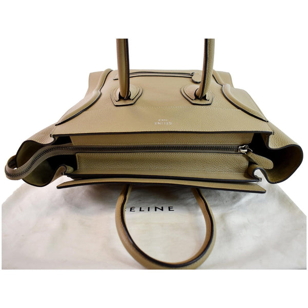 CELINE Drummed Calfskin Leather Mini Luggage Tote Bag Dune