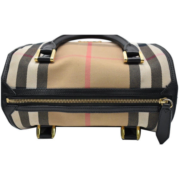 BURBERRY Boston Haymarket Check Coated Canvas Satchel Bag Brown