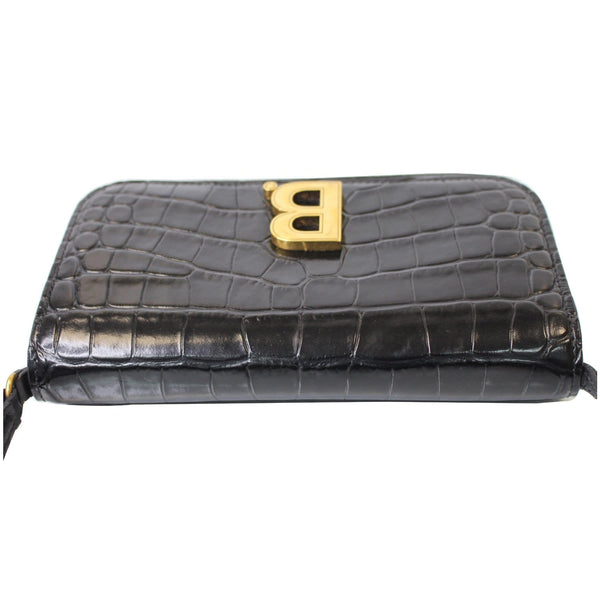 BALENCIAGA B Embossed Leather Chain Crossbody bag Black - 25% OFF