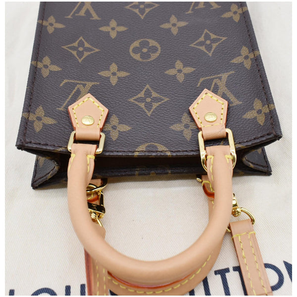 LOUIS VUITTON Petit Sac Plat Monogram Canvas Shoulder Bag Brown