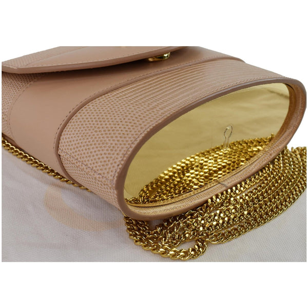 CHLOE Aby Lock Small Embossed/Calfskin Leather Chain Shoulder Bag Beige