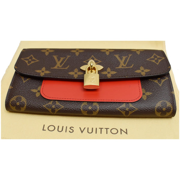 LOUIS VUITTON Flower Lock Monogram Canvas Wallet Red