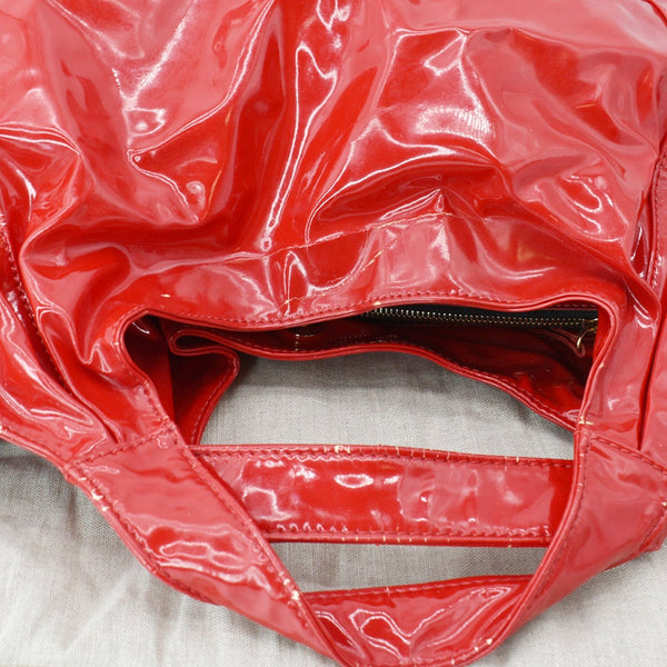 VALENTINO Nuage Bow Patent Leather Tote Bag Red