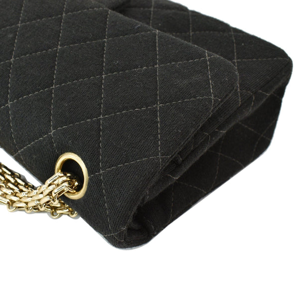 CHANEL Classic Flap Jersey Fabric Shoulder Bag Black