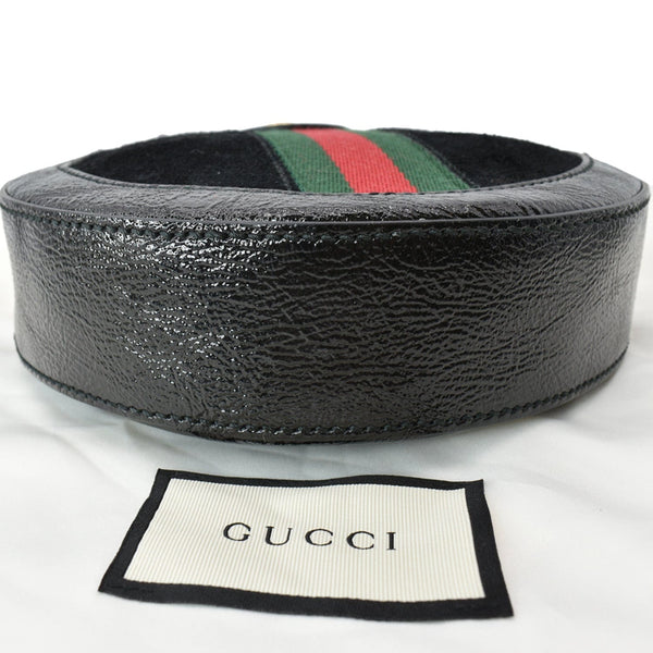 GUCCI Ophidia Mini GG Round Web Leather Crossbody Bag Black 550618