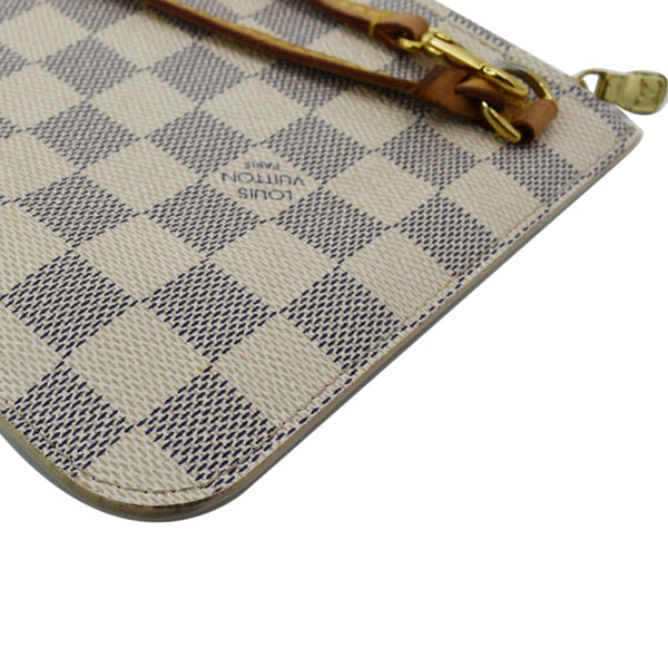 LOUIS VUITTON Neverfull  Damier Azur Pochette Wristlet Pouch White