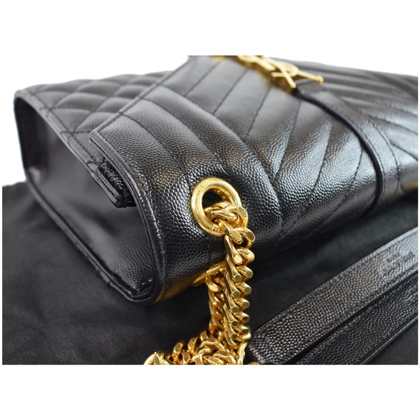 YVES SAINT LAURENT Envelope Medium Chain Leather Shoulder Bag Black