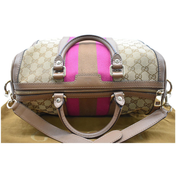 GUCCI Vintage Web GG Canvas Boston Bag Beige 247205