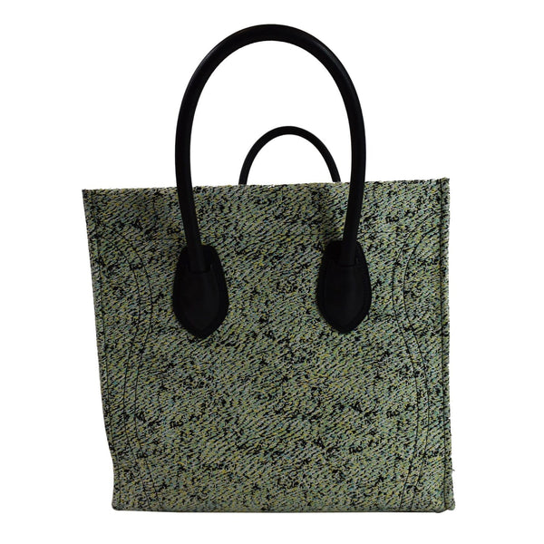 CELINE Phantom Luggage Fuzzy Jacquard Leather Tote Bag Mint