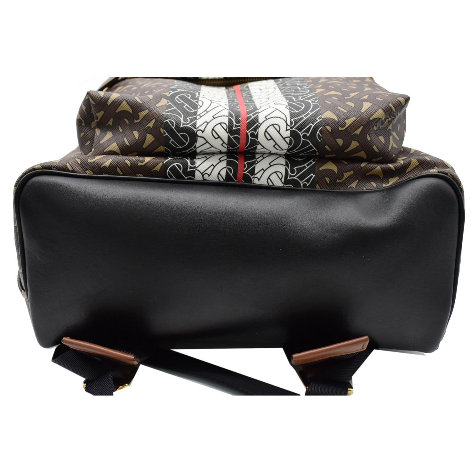 burberry monogram leather backpack BURBERRY Bridle Stripe Monogram Print E-canvas Backpack Brown